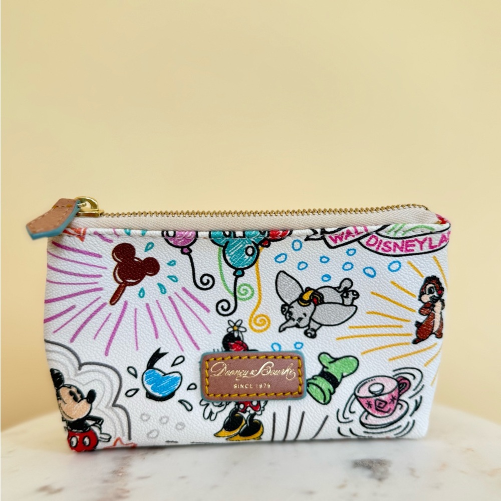Disney Dooney and Bourk Accessory Pouch - White with Multicolor Design